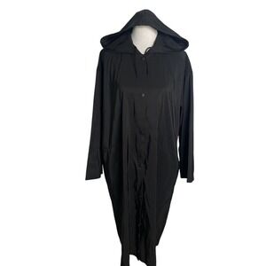 BABETTE San Francisco Black Hooded Long Duster Rain Coat  Lagenlook Small USA